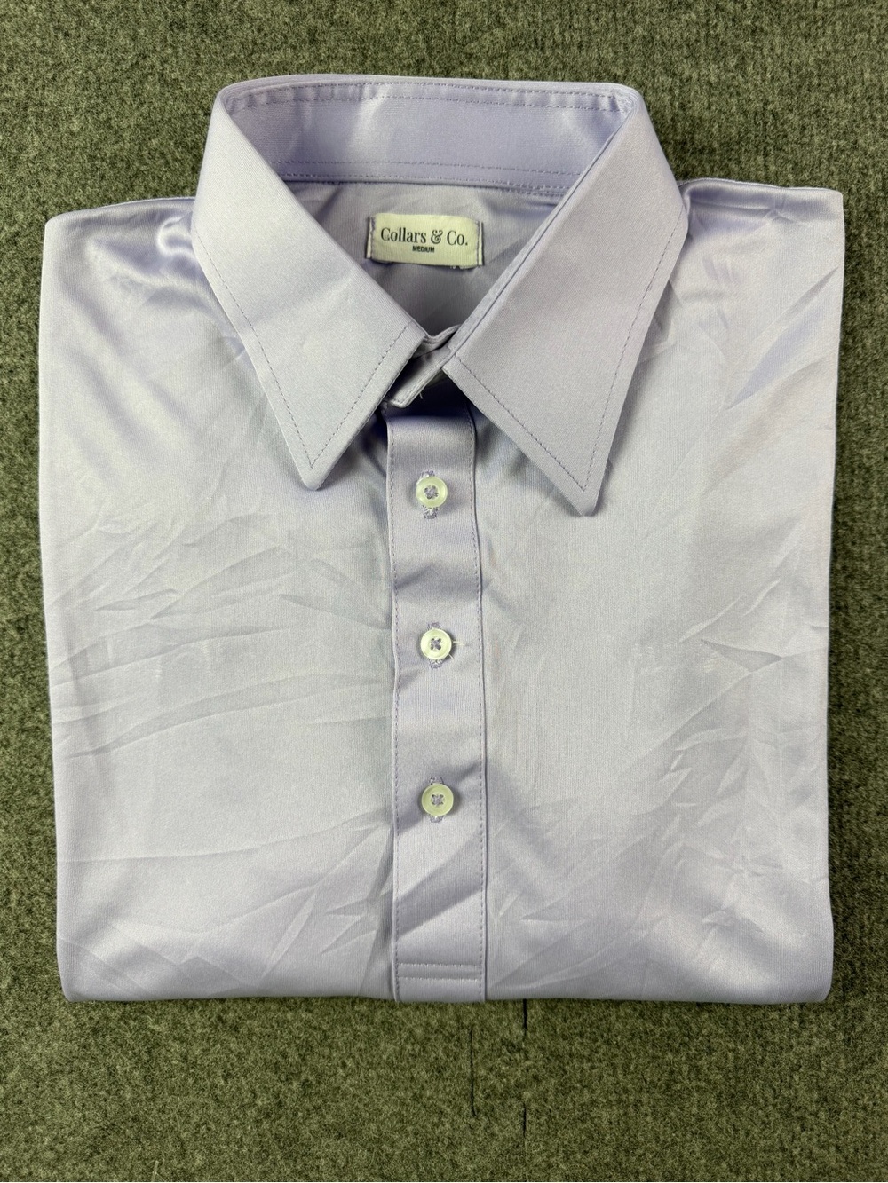 Collars & Co Mens Short Sleeve Dress Collar Polo Shirt Size M Lavender